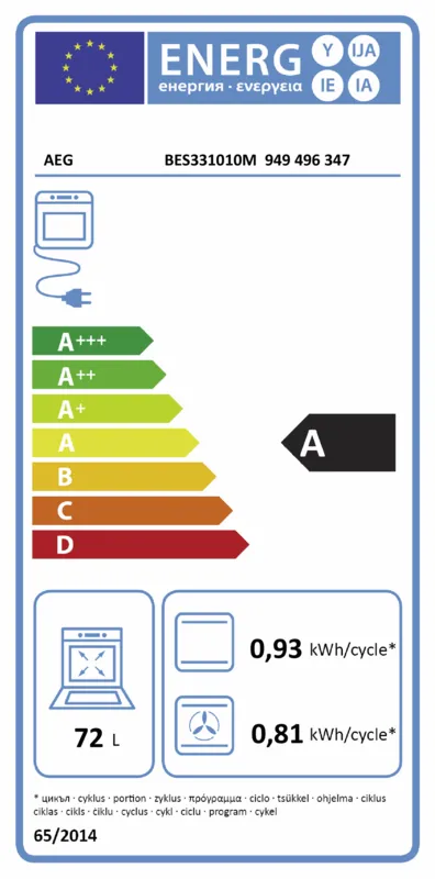 AEG BES331010M energielabel