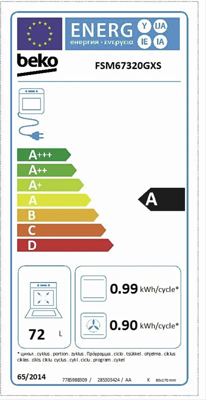 Beko FSM 67320GXS energielabel