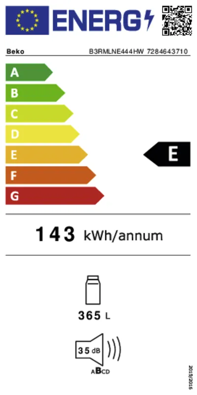 Beko B3RMLNE444HW energielabel