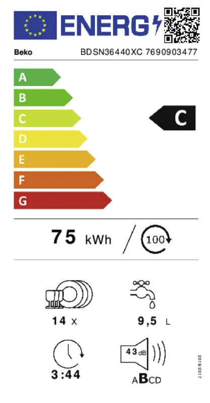 Beko BDSN36440XC energielabel