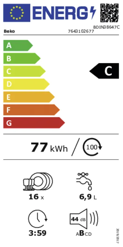Beko BDIN38647C energielabel