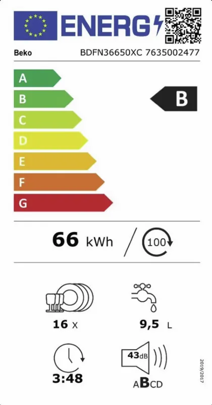 Beko BDFN36650XC energielabel