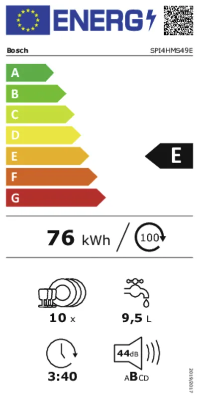 Bosch SPI4HMS49E energielabel