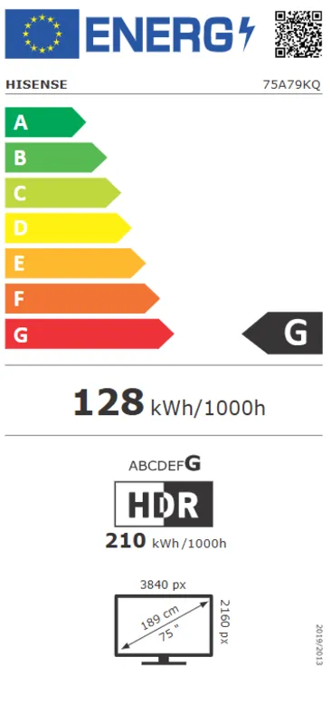 Hisense 75A79Q energielabel