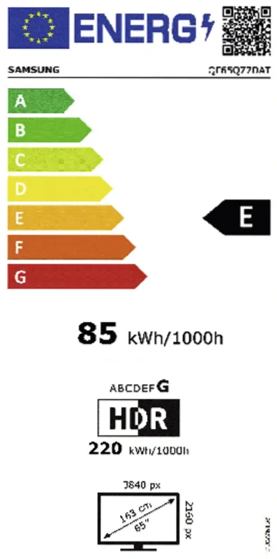 Samsung QE65Q77DATXXN energielabel