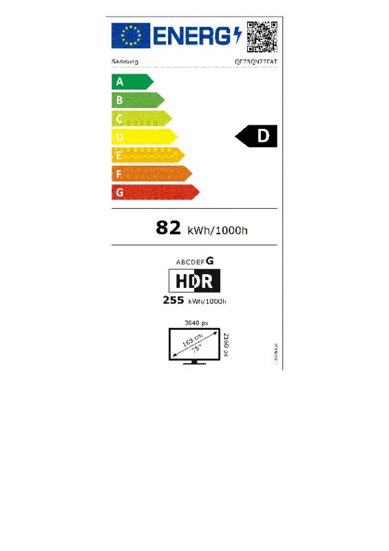Samsung QE75QN77FATXXN energielabel