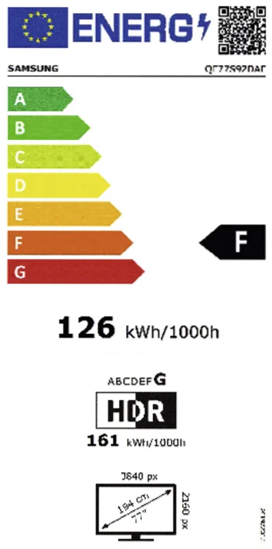 Samsung QE77S92DAEXXN energielabel