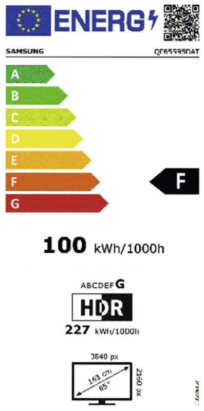 Samsung QE65S95DATXXN energielabel