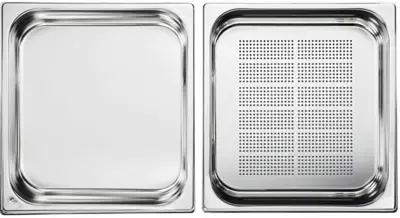 A9OBGC23 Set van 2 RVS stoomschalen waarvan 1 geperforeerd